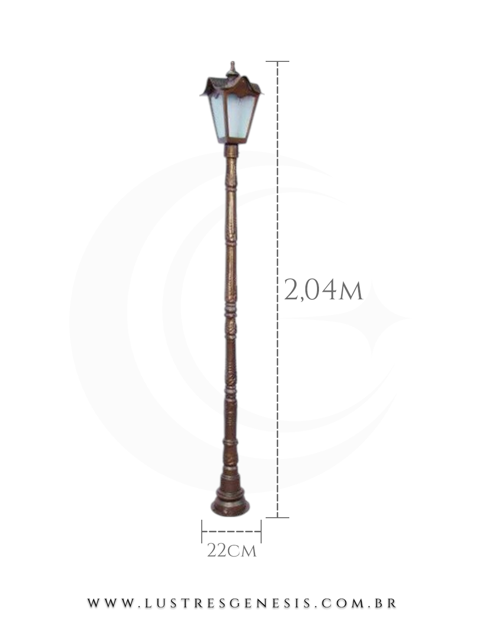 Poste de Iluminação externa Clássico Retro 1,85m ou 2,04m estrutura robusta em alumínio fundido para jardim e fachada